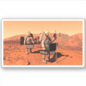 Astronauten zetten weerapparatuur op Mars in. Sticker (Voorkant)