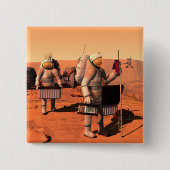 Astronauten zetten weerapparatuur op Mars in. Vierkante Button 5,1 Cm (Voorkant)
