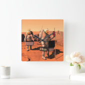 Astronauten zetten weerapparatuur op Mars in. Vierkante Klok (Huis)