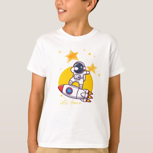 astronautendans op een raket t-shirt (Voorkant)