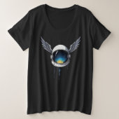 Astronautenhelm met vleugels - kosmische ruimtekun grote maat t-shirt (Design voorkant)