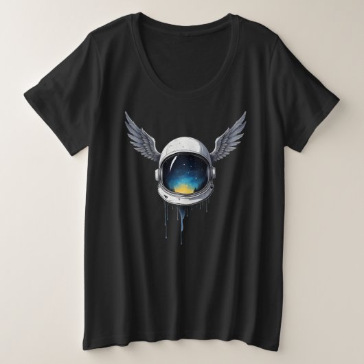 Astronautenhelm met vleugels - kosmische ruimtekun grote maat t-shirt (Design voorkant)