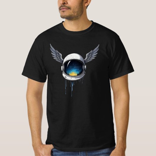 Astronautenhelm met vleugels - kosmische ruimtekun t-shirt (Voorkant)