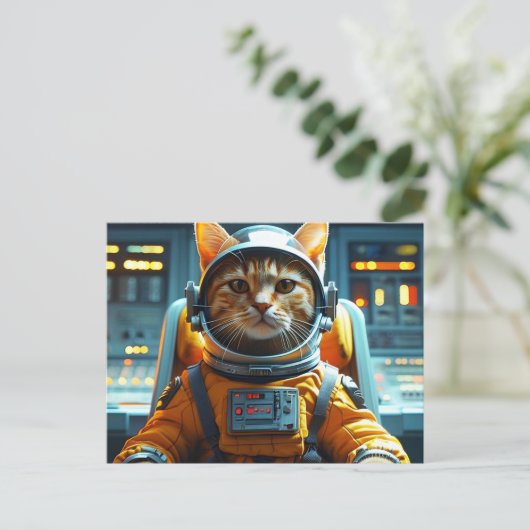 astronautenkat briefkaart (Staand voorkant)