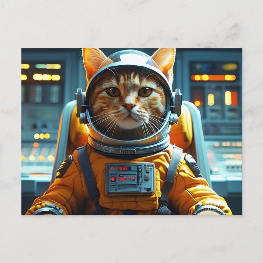 astronautenkat briefkaart (Voorkant)