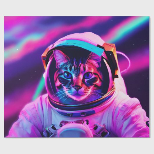 astronautenkat cadeaupapier (Vlak)