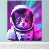 astronautenkat canvas afdruk (Insitu (Houten vloer))