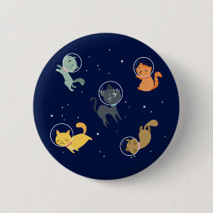 astronautenkat in de ruimte ronde button 5,7 cm