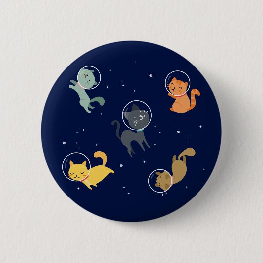 astronautenkat in de ruimte ronde button 5,7 cm (Voorkant)