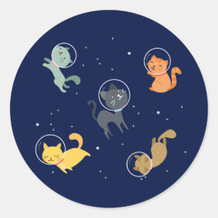 astronautenkat in de ruimte ronde sticker