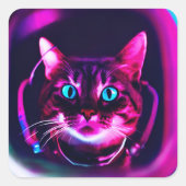 astronautenkat vierkante sticker (Voorkant)