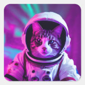 astronautenkat vierkante sticker (Voorkant)