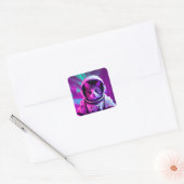 astronautenkat vierkante sticker (Envelop)