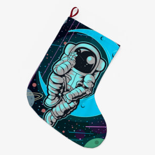 astronautenkleur grote kerstsok