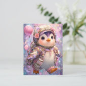 astronautenpinguïn briefkaart (Staand voorkant)