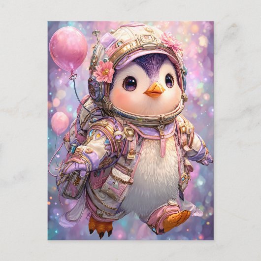 astronautenpinguïn briefkaart (Voorkant)