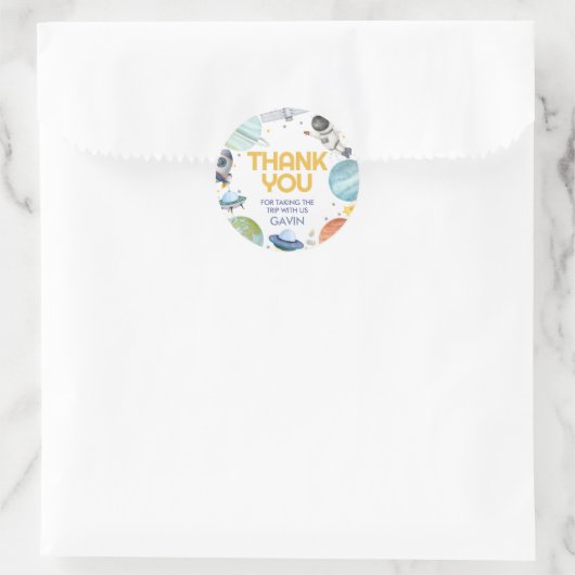 Astronautenreis rond de verjaardag van de zon ronde sticker (Tas)