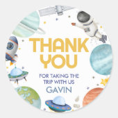 Astronautenreis rond de verjaardag van de zon ronde sticker (Voorkant)