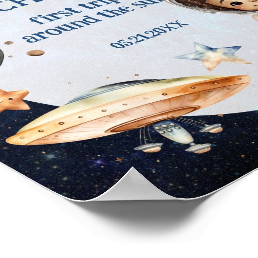 Astronautenruimte Eerste reis rond de zon Welkom Poster (Hoek)