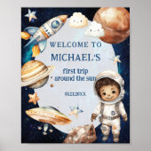Astronautenruimte Eerste reis rond de zon Welkom Poster (Voorkant)