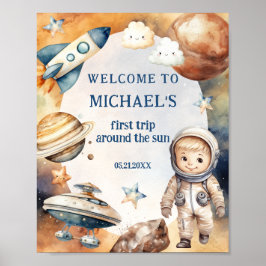 Astronautenruimte Eerste reis rond de zon Welkom Poster