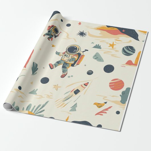 astronautenverkenner cadeaupapier (Uitgerold)