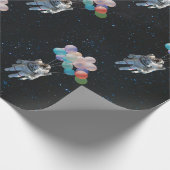 Astronautiestars en ruimtevaardige ballonnen cadeaupapier (Hoek)