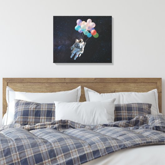Astronautiestars en ruimtevaardige ballonnen canvas afdruk (Insitu (Slaapkamer))