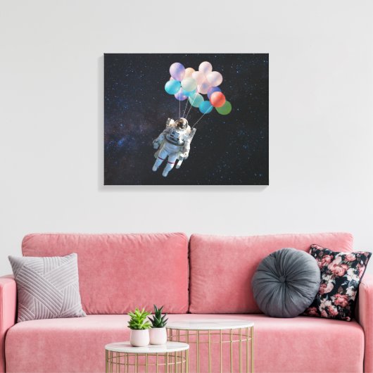 Astronautiestars en ruimtevaardige ballonnen canvas afdruk (Insitu (Woonkamer))