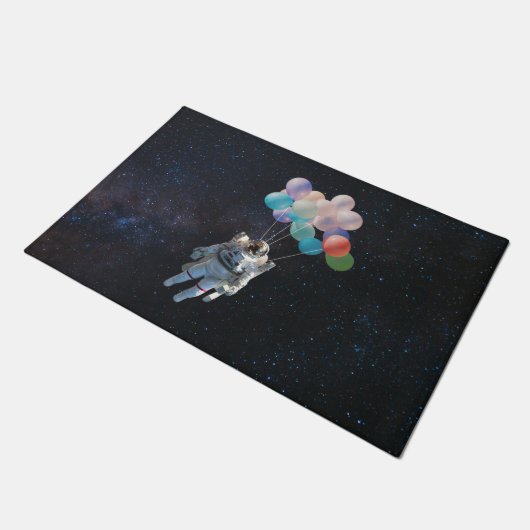 Astronautiestars en ruimtevaardige ballonnen deurmat (Schuin)