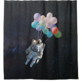 Astronautiestars en ruimtevaardige ballonnen douchegordijn (Voorkant)