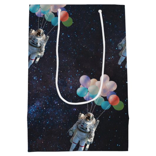 Astronautiestars en ruimtevaardige ballonnen medium cadeauzakje (Achterkant)