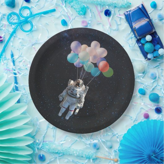 Astronautiestars en ruimtevaardige ballonnen papieren bordje (Feest)