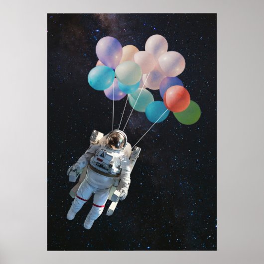 Astronautiestars en ruimtevaardige ballonnen poster (Voorkant)