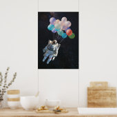 Astronautiestars en ruimtevaardige ballonnen poster (Keuken)
