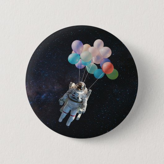 Astronautiestars en ruimtevaardige ballonnen ronde button 5,7 cm (Voorkant)