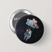 Astronautiestars en ruimtevaardige ballonnen ronde button 5,7 cm (Voorkant /achterkant)