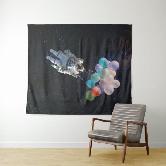 Astronautiestars en ruimtevaardige ballonnen wandkleed (In Situ (horizontaal))