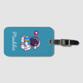 Astronautisch leesboek schattige kinderen bagagelabel (Voorkant (horizontaal))