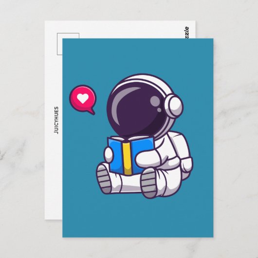 Astronautisch leesboek schattige kinderen briefkaart (Voorkant / Achterkant)