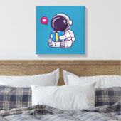 Astronautisch leesboek schattige kinderen canvas afdruk (Insitu (Slaapkamer))