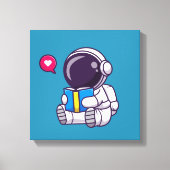 Astronautisch leesboek schattige kinderen canvas afdruk (Voorkant)