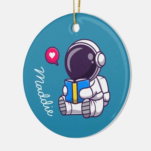 Astronautisch leesboek schattige kinderen keramisch ornament (Links)