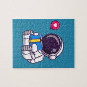 Astronautisch leesboek schattige kinderen legpuzzel (Horizontaal)