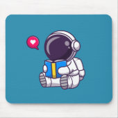 Astronautisch leesboek schattige kinderen muismat (Voorkant)