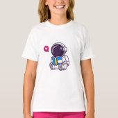 Astronautisch leesboek schattige kinderen t-shirt (Voorkant)