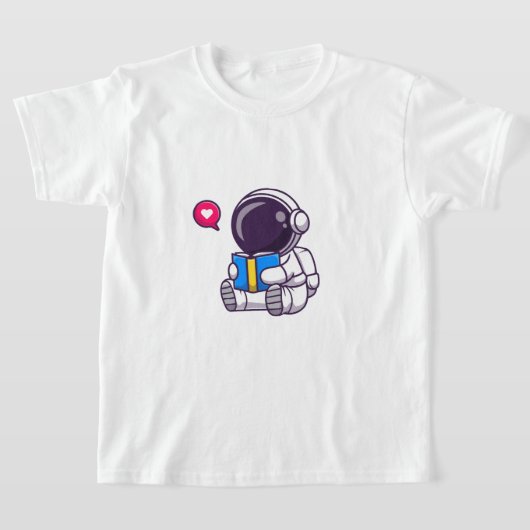 Astronautisch leesboek schattige kinderen t-shirt (Laagn)
