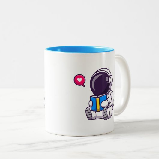 Astronautisch leesboek schattige kinderen tweekleurige koffiemok (Voorkant rechts)