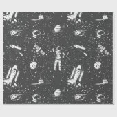 Astronautisch lucht- en ruimtevaartpatroon cadeaupapier (Vlak)