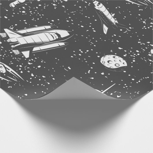 Astronautisch lucht- en ruimtevaartpatroon cadeaupapier (Hoek)
